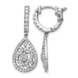 Sterling Shimmer Sterling Silver Rhodium-plated 126 Stone CZ Teardrop Dangle Hinged Hoop Earrings - Birthstone Company