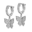Sterling Shimmer Sterling Silver Rhodium-plated 58 Stone CZ Butterfly Dangle Hinged Hoop Earrings - Birthstone Company