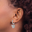 Sterling Shimmer Sterling Silver Rhodium-plated 58 Stone CZ Butterfly Dangle Hinged Hoop Earrings - Birthstone Company