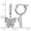 Sterling Shimmer Sterling Silver Rhodium-plated 58 Stone CZ Butterfly Dangle Hinged Hoop Earrings - Birthstone Company