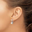 Sterling Silver Rhodium-plated Polished White 5-6mm Button Freshwater Cultured Pearl & CZ Halo Leverback Dangle Earrings - Birthstone Company