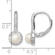 Sterling Silver Rhodium-plated Polished White 5-6mm Button Freshwater Cultured Pearl & CZ Halo Leverback Dangle Earrings - Birthstone Company