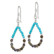 Sterling Silver Polished Iolite & Recon. Turquoise Teardrop Dangle Earrings