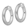 Sterling Silver Rhodium-plated Diamond-cut Polished/Satin 5mm Hoop Earrings