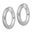 Sterling Silver Rhodium-plated Diamond-cut Polished/Satin 5mm Hoop Earrings - Birthstone Company