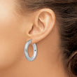 Sterling Silver Rhodium-plated Diamond-cut Polished/Satin 5mm Hoop Earrings - Birthstone Company