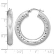 Sterling Silver Rhodium-plated Diamond-cut Polished/Satin 5mm Hoop Earrings - Birthstone Company