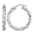 Sterling Silver Rhodium-plated 4x25mmTwisted Hoop Earrings - Birthstone Company