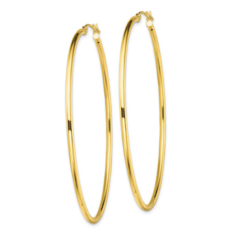 Sterling Silver Gold-Tone Polished 2x65mm Hoop Earrings