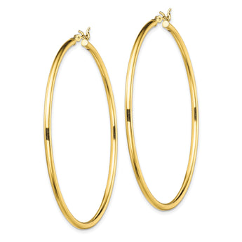 Sterling Silver Gold-Tone Polished 2x55mm Hoop Earrings