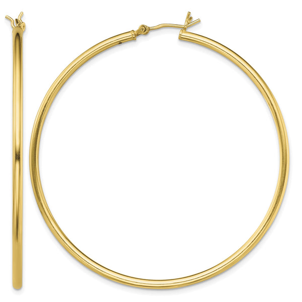 Sterling Silver Gold-Tone Polished 2x55mm Hoop Earrings - Birthstone Company