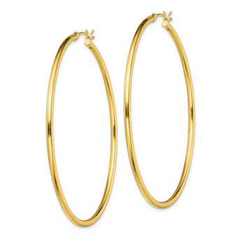 Sterling Silver Gold-Tone Polished 2x60mm Hoop Earrings
