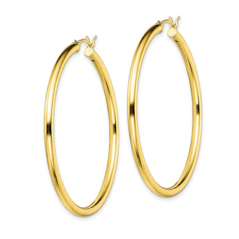 Sterling Silver Gold-Tone Polished 2x45mm Hoop Earrings