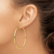 Sterling Silver Gold-Tone Polished 2x50mm Hoop Earrings