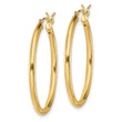 Sterling Silver Gold-Tone Polished 2x30mm Hoop Earrings