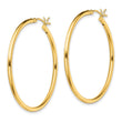 Sterling Silver Gold-Tone Polished 2x40mm Hoop Earrings - Birthstone Company