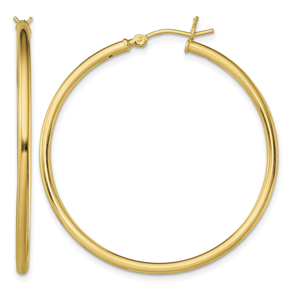 Sterling Silver Gold-Tone Polished 2x40mm Hoop Earrings - Birthstone Company