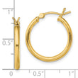 Sterling Silver Gold-Tone Polished 2x20mm Hoop Earrings