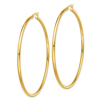 Sterling Silver Gold-Tone Polished 2.5x70mm Hoop Earrings