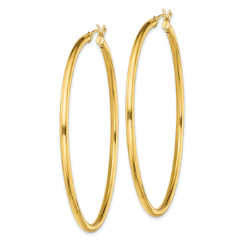 Sterling Silver Gold-Tone Polished 2.5x60mm Hoop Earrings