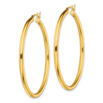 Sterling Silver Gold-Tone Polished 2.5x45mm Hoop Earrings