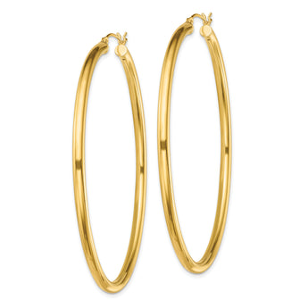 Sterling Silver Gold-Tone Polished 3x65mm Hoop Earrings