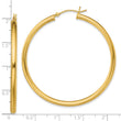 Sterling Silver Gold-Tone Polished 3x50mm Hoop Earrings