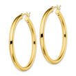 Sterling Silver Gold-Tone Polished 3x40mm Hoop Earrings