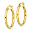 Sterling Silver Gold-Tone Polished 3x30mm Hoop Earrings