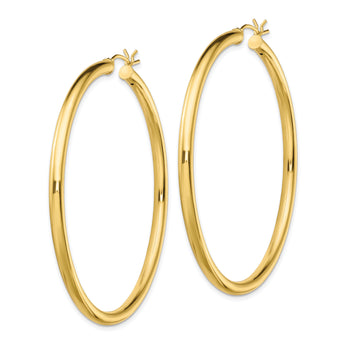 Sterling Silver Gold-Tone Polished 3x55mm Hoop Earrings