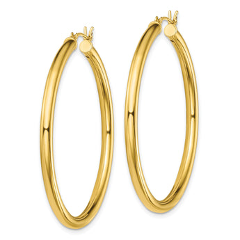 Sterling Silver Gold-Tone Polished 3x45mm Hoop Earrings