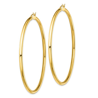 Sterling Silver Gold-Tone Polished 3x70mm Hoop Earrings