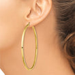 Sterling Silver Gold-Tone Polished 3x70mm Hoop Earrings - Birthstone Company