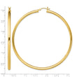 Sterling Silver Gold-Tone Polished 3x70mm Hoop Earrings - Birthstone Company
