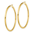 Sterling Silver Gold-Tone Polished 3x60mm Hoop Earrings
