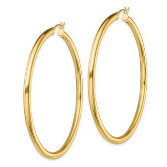 Sterling Silver Gold-Tone Polished 3x60mm Hoop Earrings