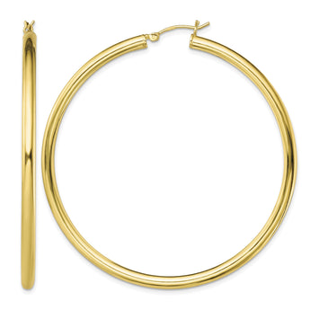Sterling Silver Gold-Tone Polished 3x60mm Hoop Earrings - Birthstone Company
