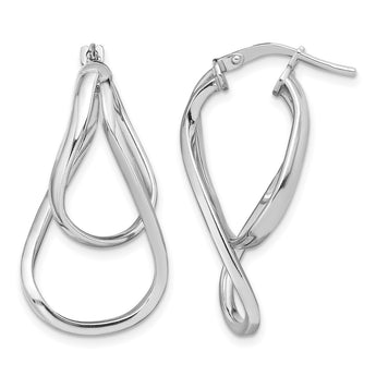 Sterling Silver Rhodium-plated Double Twisted Hoop Earrings - Birthstone Company