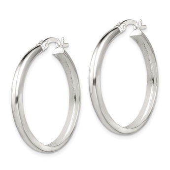 Sterling Silver Polished 4mm Round Hoop Earrings - Birthstone Company