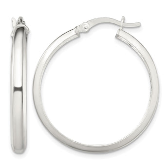 Sterling Silver Polished 4mm Round Hoop Earrings - Birthstone Company