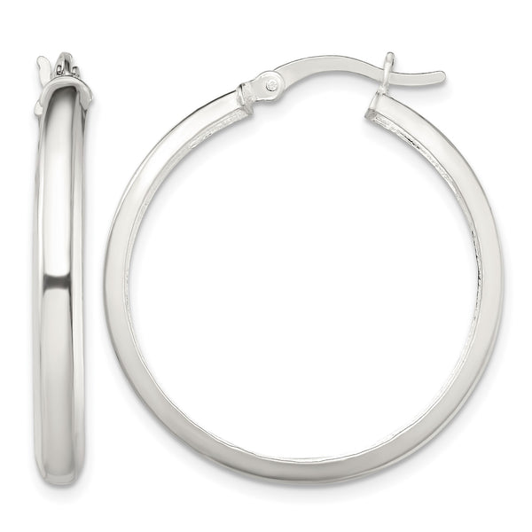 Sterling Silver Polished 4mm Round Hoop Earrings - Birthstone Company