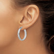 Sterling Silver Rhodium-plated 5x25mm Polished Textured Hoops - Birthstone Company