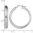 Sterling Silver Rhodium-plated 5x25mm Polished Textured Hoops - Birthstone Company