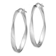 Sterling Silver Rhodium-plated Polished & Twisted Oval Hoop Earrings - Birthstone Company