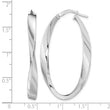 Sterling Silver Rhodium-plated Polished & Twisted Oval Hoop Earrings - Birthstone Company