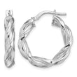 Sterling Silver Rhodium-plated 4mm Twisted Hoop Earrings - Birthstone Company