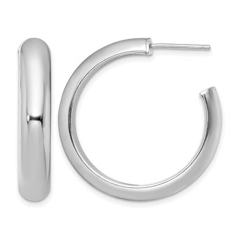 Sterling Silver Rhodium-plated Polished 6mm Post Hoops - Birthstone Company