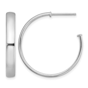Sterling Silver Rhodium-plated Polished 3.8mm Post Hoops - Birthstone Company