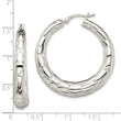 Sterling Silver Polished & Pebbled Round Hoop Earrings