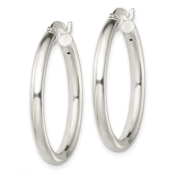 Sterling Silver Polished 3.5mm Round Hoop Earrings - Birthstone Company